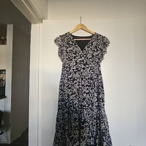 Banana Republic Black and Pink Floral Maxi Dress